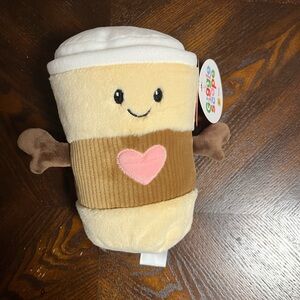 Cute Coffee Plush Toy with Heart